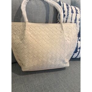 Verano Hill AYLA Cream Woven Leather Tote Bag Shoulder Bag Cream Off-White NEW